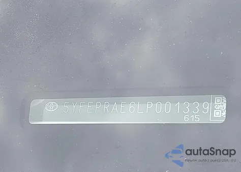 2020 Toyota Corolla Le z USA, uszkodzony, nr VIN 5YFEPRAE6LP001339